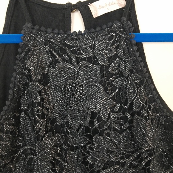 Altar'd State Metallic Lace High Neck Tank Top - Picture 4 of 10